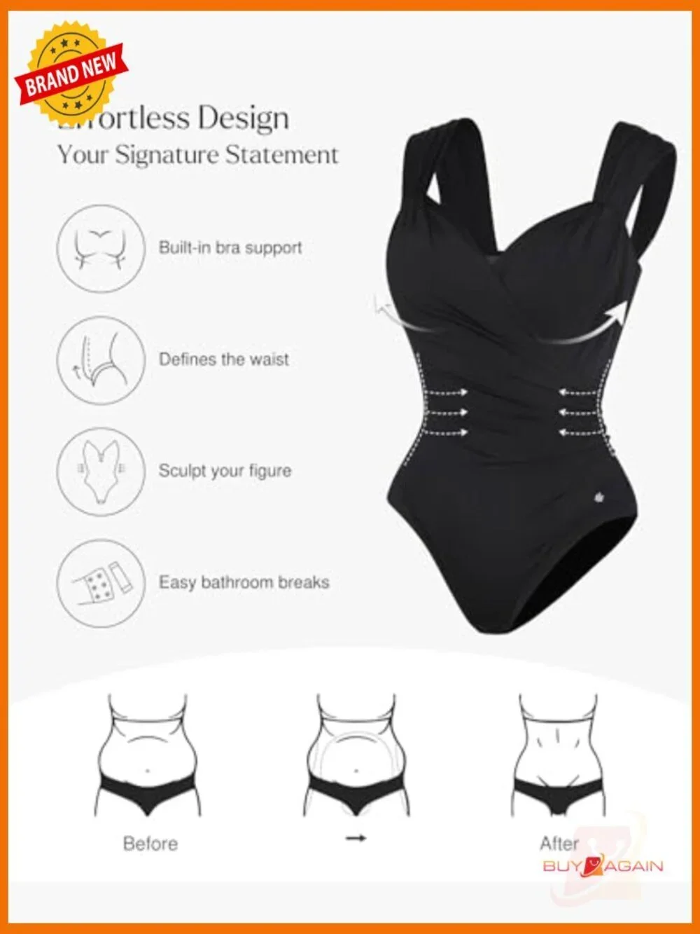 Shapewear Bodysuit Corset Tank Top with Built in Bra Sleeveless Ruched Going